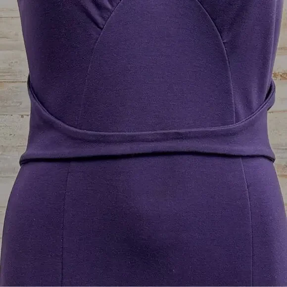 Elie Tahari Sleeveless Stretch Knit Sheath Dress Size S Purple Plum V-Neck - Picture 3 of 15